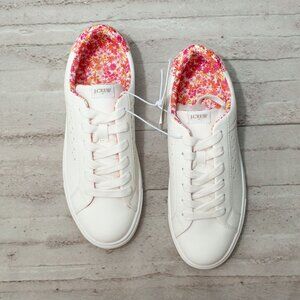 NWT J. Crew Floral Lace Up Road Trip Sneakers in Guava size 8